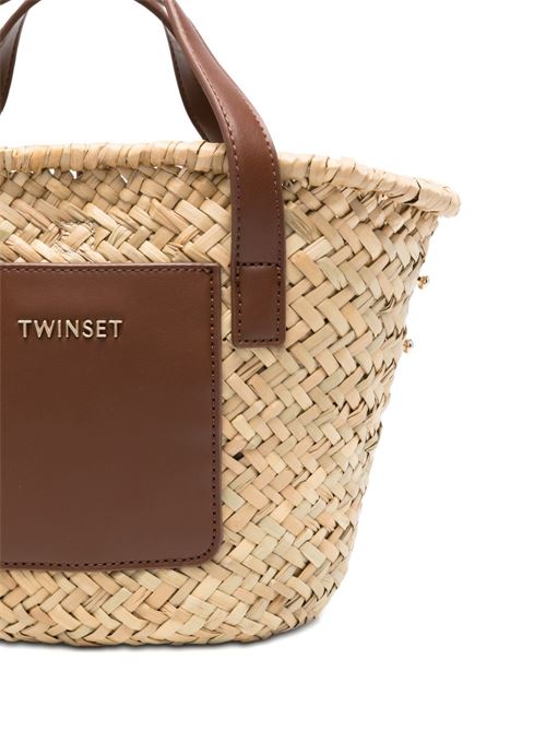 Borsa shopper bambina Twinset in paglia bicolore paglia e cuoio TWINSET Kids | 261GJ801411617